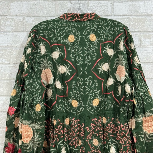 FARM RIO Green Pineapple Garden Long Sleeve Mini Dress - Green Multi - Sz - XL - Picture 10 of 13